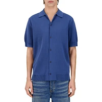 Knit Short-Sleeve Buttoned Shirt