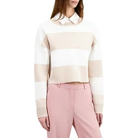 Striped Cotton Cropped Sweater
