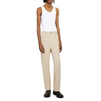 Pleated Cotton & Linen Trousers