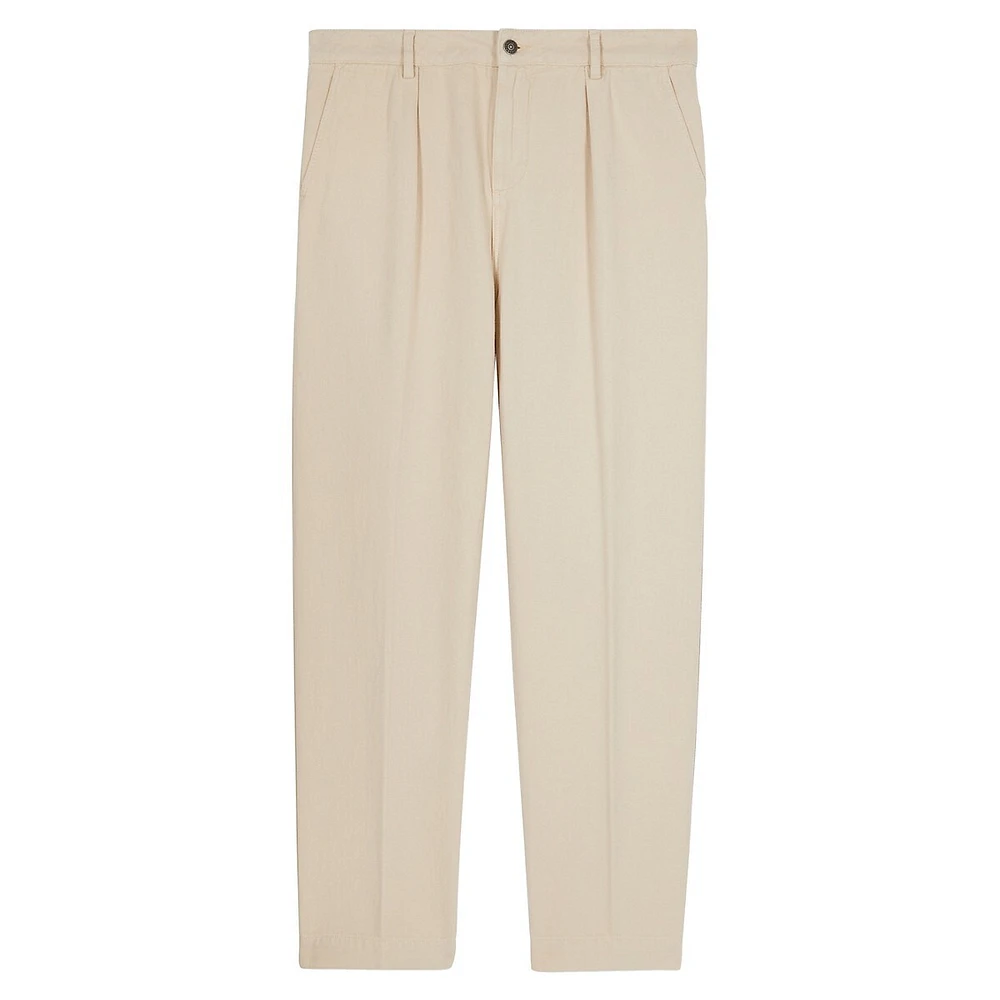 Pleated Cotton & Linen Trousers