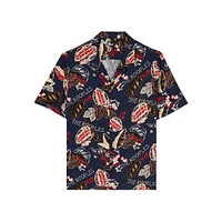 Multicolour Leaf-Print Short-Sleeve Camp Shirt