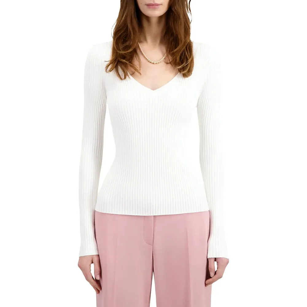 Ribbed V-Neck Sweater