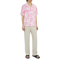 Palm Tree-Print Short-Sleeve Camp Shirt