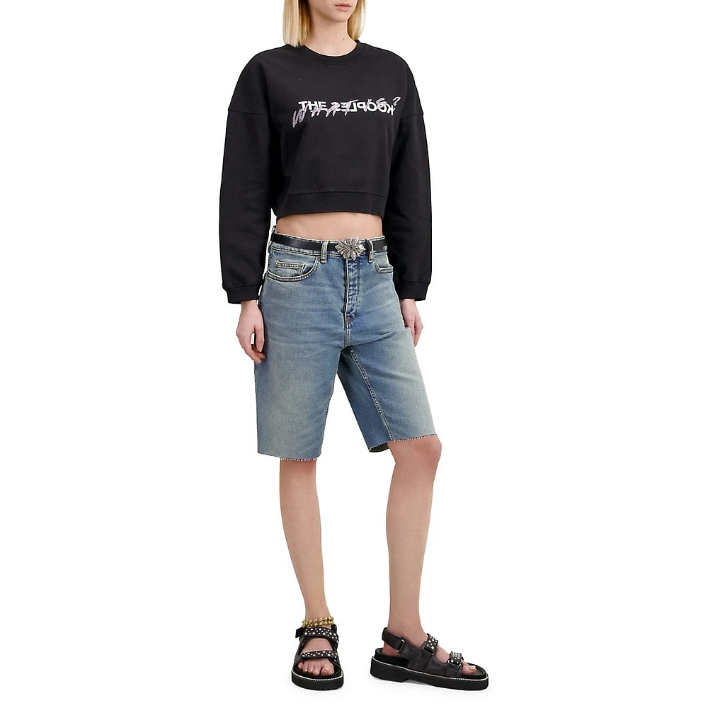 What Is Rhinestone Graphic Cropped Sweatshirt