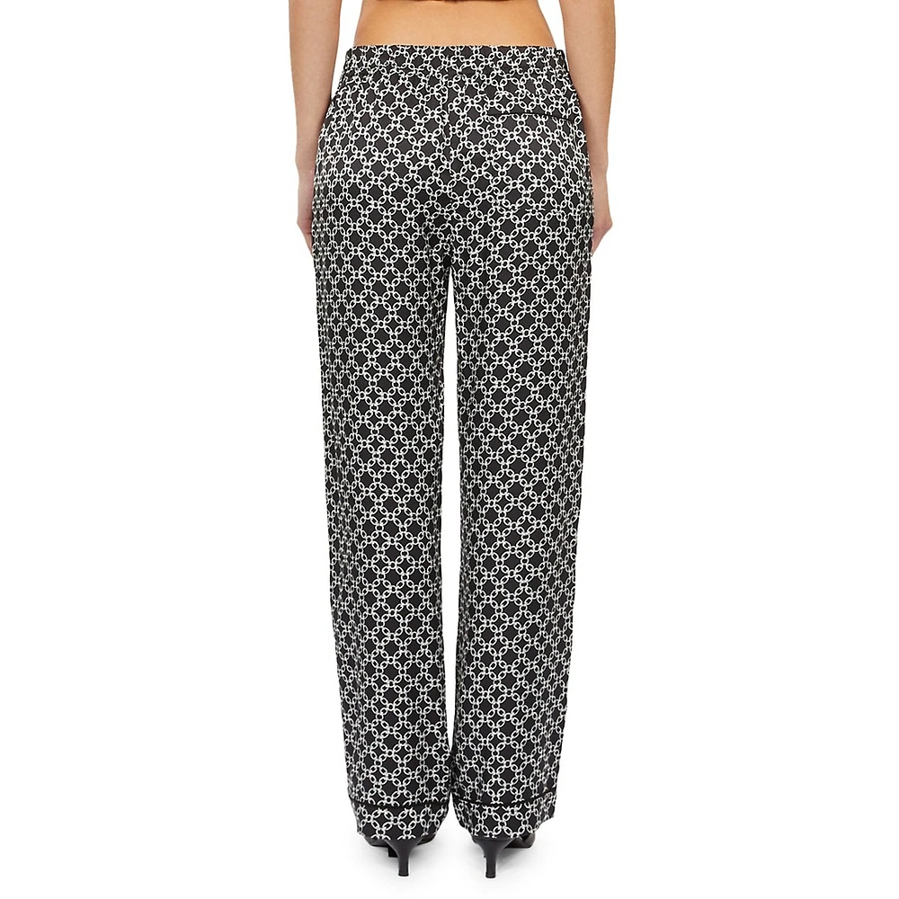 Geometric Chain-Print Pull-On Trousers