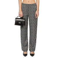 Geometric Chain-Print Pull-On Trousers