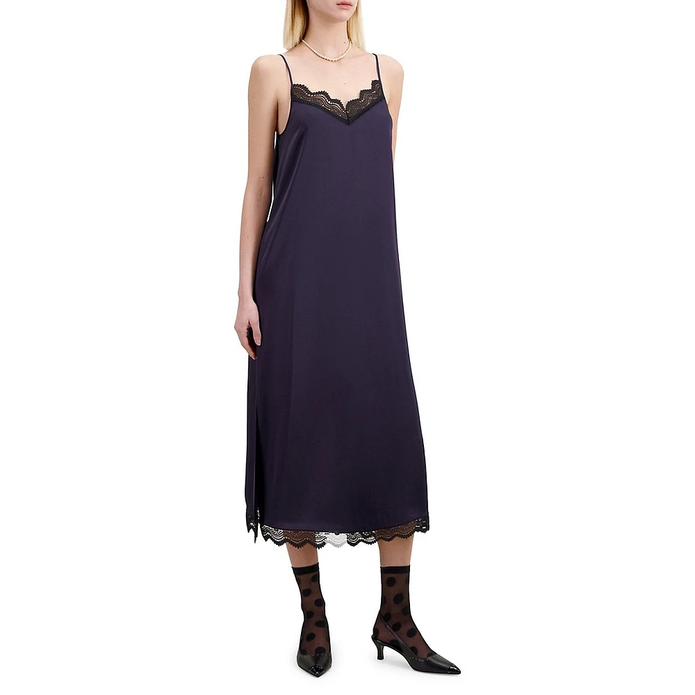 Lace-Trim Midi Slip Dress