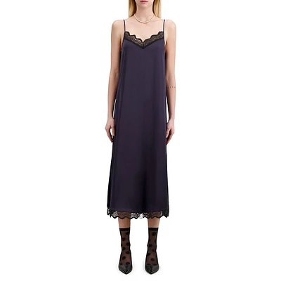 Lace-Trim Midi Slip Dress