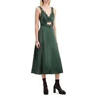 Lace-Trim Cutout Midi Slip Dress