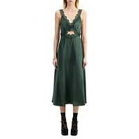 Lace-Trim Cutout Midi Slip Dress