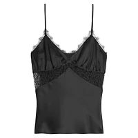 Lace-Trimmed Silk Camisole Top