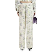 Floral-Print Pull-On Trousers