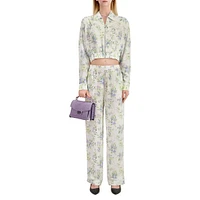 Floral-Print Pull-On Trousers