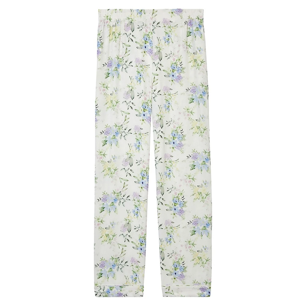 Floral-Print Pull-On Trousers