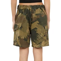Lace-Up Camouflage Denim Shorts