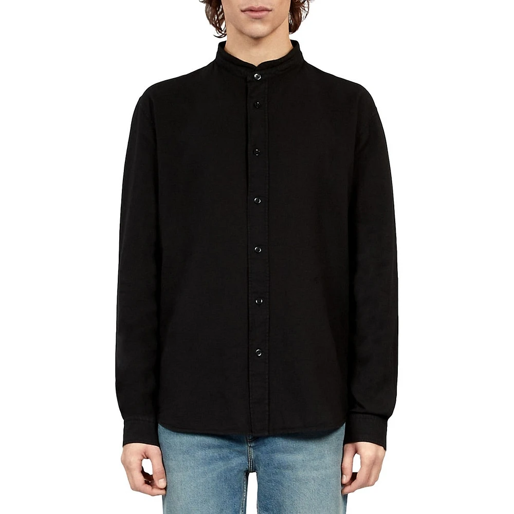 Highneck Linen-Cotton Shirt