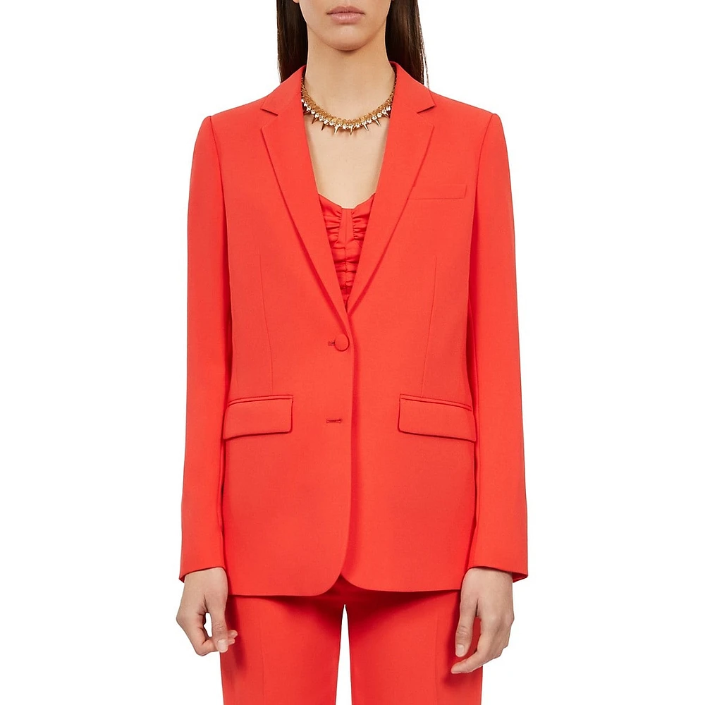 Single-Breasted Crepe Suit Jacket