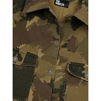 Short Camouflage Denim Cutoff Jacket