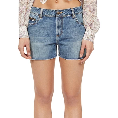 Raw-Hem Denim Shorts