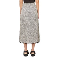 Leopard-Print Lace-Hem Maxi Skirt