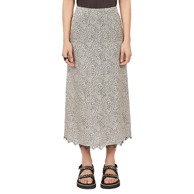 Leopard-Print Lace-Hem Maxi Skirt