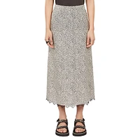 Leopard-Print Lace-Hem Maxi Skirt