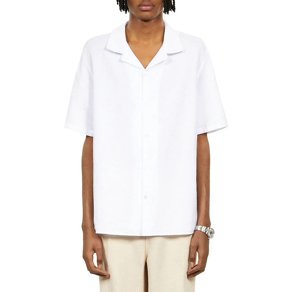 Linen & Cotton Short-Sleeve Camp Shirt