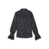 Lace-Trimmed Polka Dot Shirt