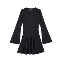 Long-Sleeve Lace Mini Skater Dress