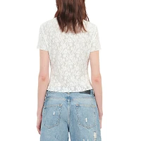 Short-Sleeve Floral-Lace Top