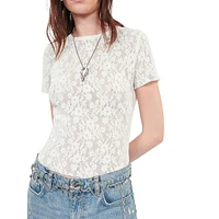 Short-Sleeve Floral-Lace Top