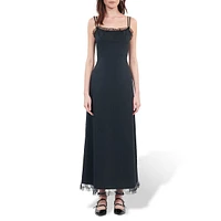 Lace-Trim Strappy Midi Dress