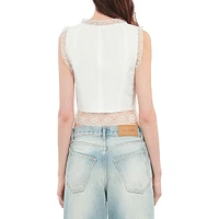 Sleeveless Lace Flyaway Cropped Top