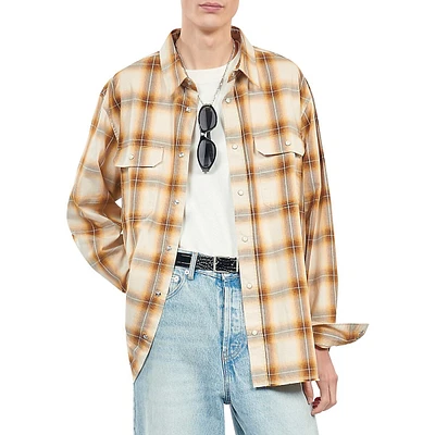 Wide-Cut Checked Shirt