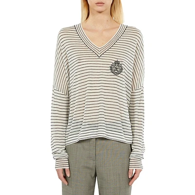 Wool-Cashmere Striped Crest Slouchy Sweater