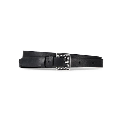 Vintage-Style Buckle Leather Belt