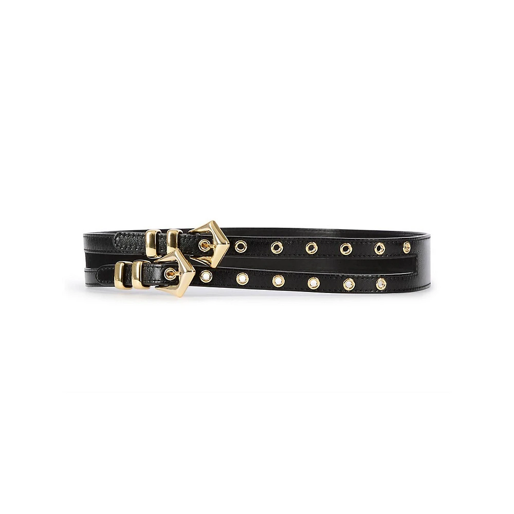 Double Buckle Leather Belt