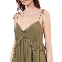 Ruffled Silk Strappy Sweetheart Mini Dress