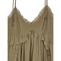 Ruffled Silk Strappy Sweetheart Mini Dress