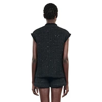 Sequin Tweed Vest