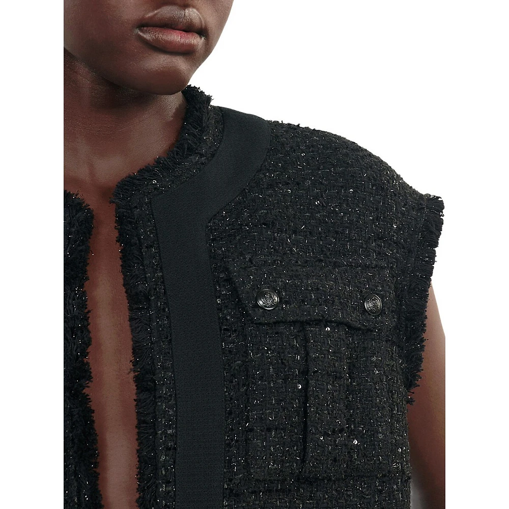 Sequin Tweed Vest