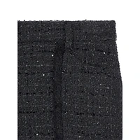 Fringed Sequin Tweed Mini Shorts