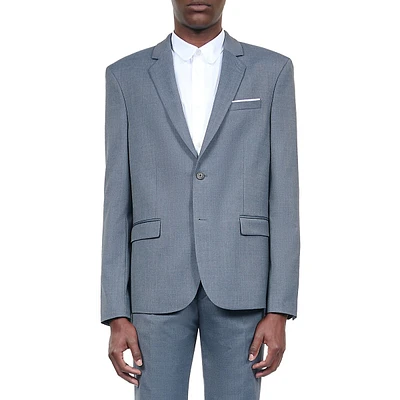 Straight-Cut Wool-Blend Suit Jacket