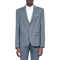 Straight-Cut Wool-Blend Suit Jacket