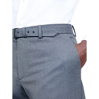 Straight-Cut Wool-Blend Belted Suit Trousers