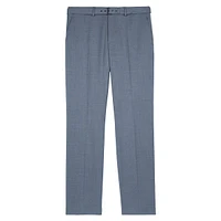 Straight-Cut Wool-Blend Belted Suit Trousers