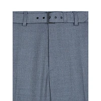 Straight-Cut Wool-Blend Belted Suit Trousers