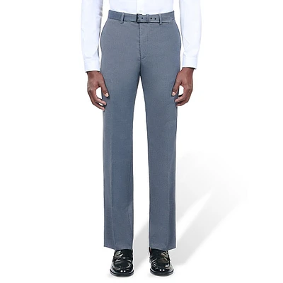 Straight-Cut Wool-Blend Belted Suit Trousers