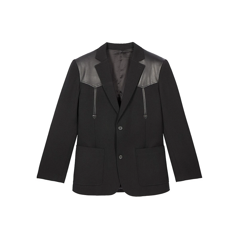 Wool & Leather-Yoke Western Jacket