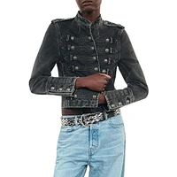 Officer-Style Denim Jacket